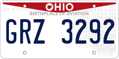 OH license plate GRZ3292