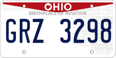 OH license plate GRZ3298