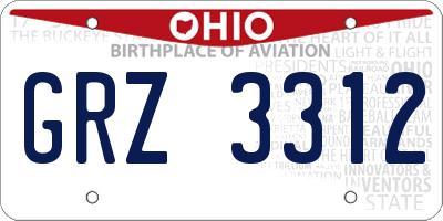 OH license plate GRZ3312