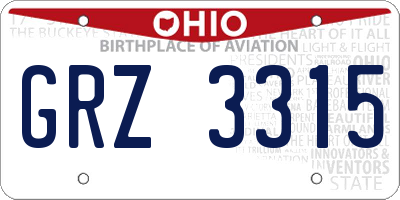 OH license plate GRZ3315