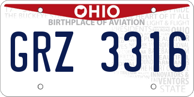 OH license plate GRZ3316