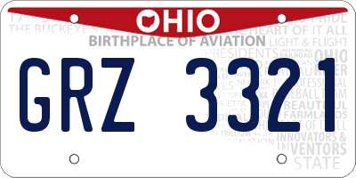 OH license plate GRZ3321