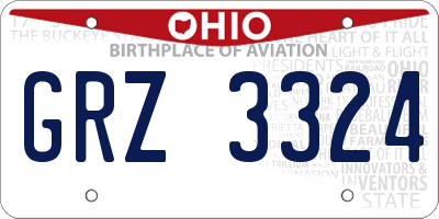 OH license plate GRZ3324