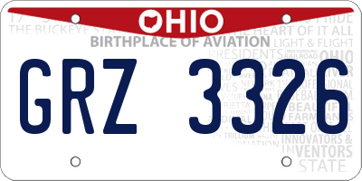 OH license plate GRZ3326