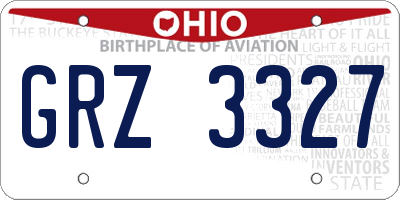 OH license plate GRZ3327