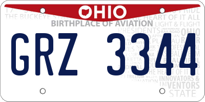 OH license plate GRZ3344