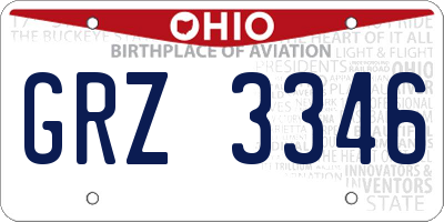 OH license plate GRZ3346