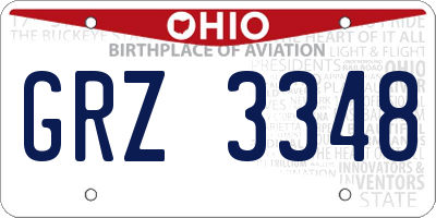 OH license plate GRZ3348