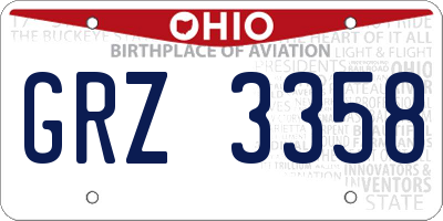 OH license plate GRZ3358