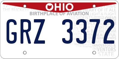 OH license plate GRZ3372