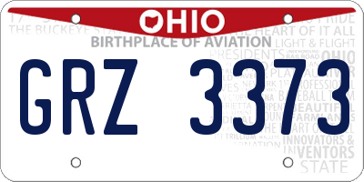 OH license plate GRZ3373