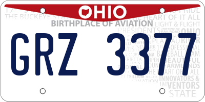 OH license plate GRZ3377