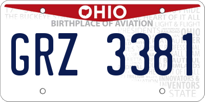OH license plate GRZ3381