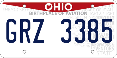 OH license plate GRZ3385
