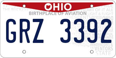 OH license plate GRZ3392