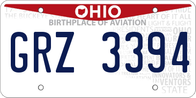 OH license plate GRZ3394
