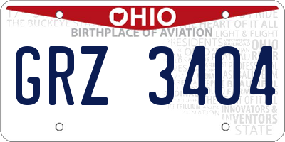 OH license plate GRZ3404