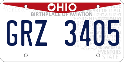 OH license plate GRZ3405