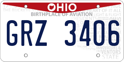 OH license plate GRZ3406