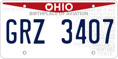 OH license plate GRZ3407