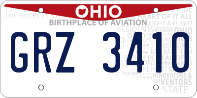 OH license plate GRZ3410