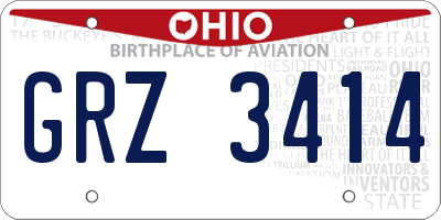 OH license plate GRZ3414