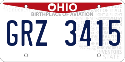 OH license plate GRZ3415