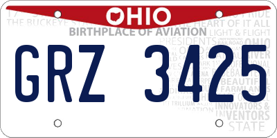 OH license plate GRZ3425