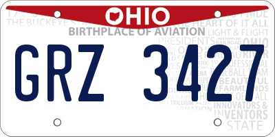 OH license plate GRZ3427