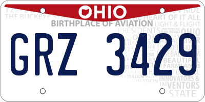 OH license plate GRZ3429