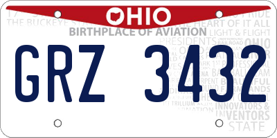 OH license plate GRZ3432