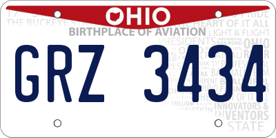 OH license plate GRZ3434