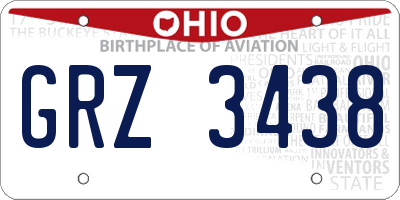 OH license plate GRZ3438