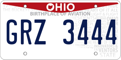 OH license plate GRZ3444