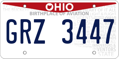OH license plate GRZ3447