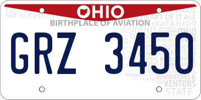 OH license plate GRZ3450