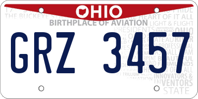 OH license plate GRZ3457