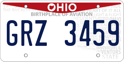 OH license plate GRZ3459