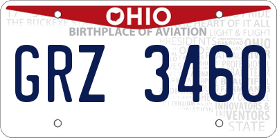 OH license plate GRZ3460