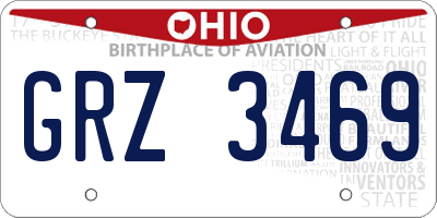 OH license plate GRZ3469