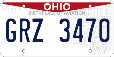 OH license plate GRZ3470