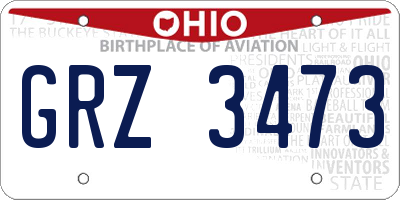 OH license plate GRZ3473