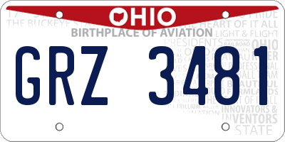 OH license plate GRZ3481
