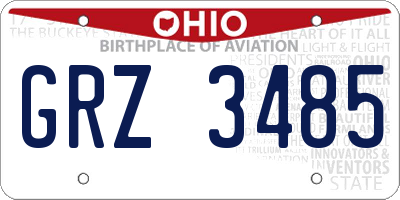 OH license plate GRZ3485