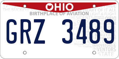OH license plate GRZ3489