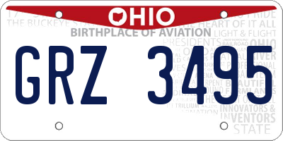 OH license plate GRZ3495