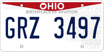 OH license plate GRZ3497