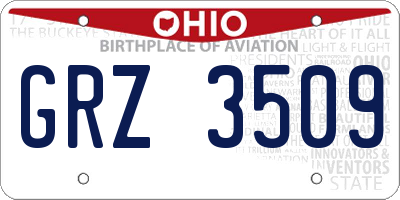 OH license plate GRZ3509