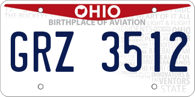 OH license plate GRZ3512