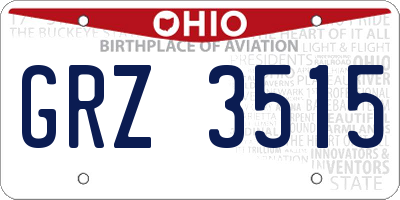 OH license plate GRZ3515